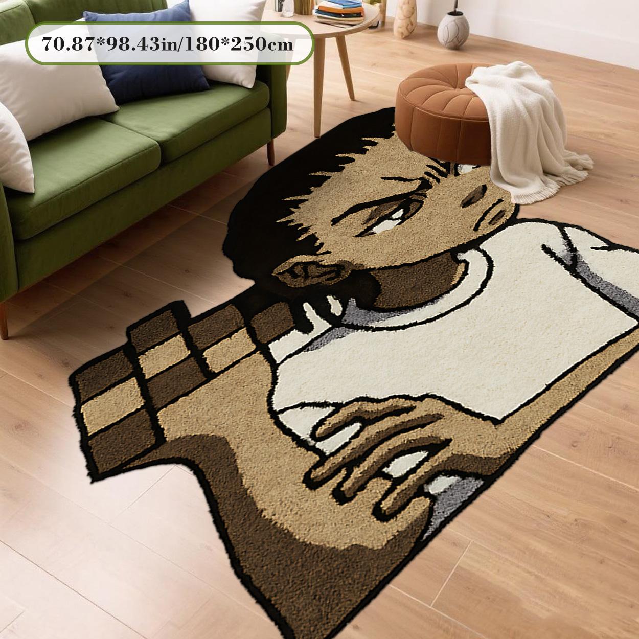 Irregular Printed Rug Velvet soft and comfortable patterned printed carpet, suitable for multiple scenarios, available in various sizes, soft and non-shedding Cartoon Pattern Rug