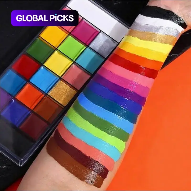 20 Colors Face Body Paint Set, Festival Party Art Kit with Palette, Stencil Templates, Artist Brushes, Tattoo Design Tools #GLOBAL PICKS