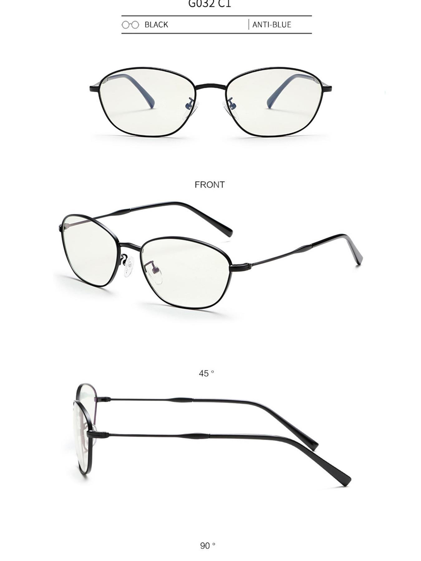 Mira Women's Simple Metal Frame Blue Light Blocking Glasses, Fashion Retro Oval Frame, Unisex Interchangeable Prescription Lenses G032OP