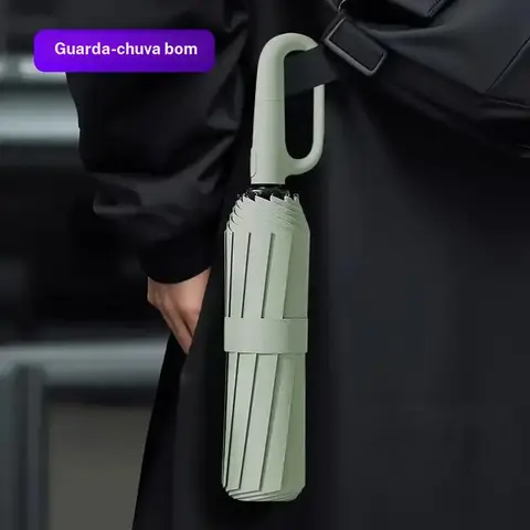 Automatic Folding Umbrella with Ring Handle – Features a portable ring-handle design and a sturdy, wind-resistant structure. Durable and reliable, it offers both rain protection and heat/sun insulation. Available in multiple colors—a household essential.