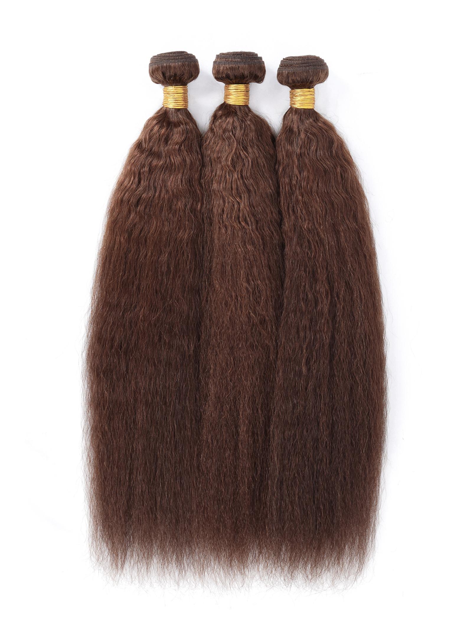 3PCS 4#-JC Jerry Curly Human Hair Bundles, Medium Brown Brazilian Hair