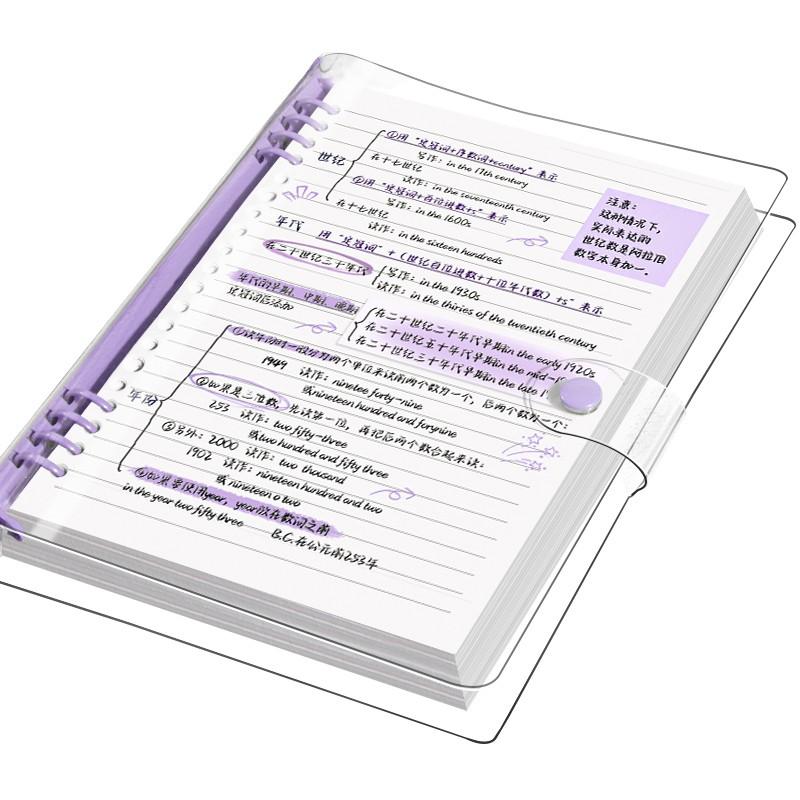 A5 Transparent Loose Leaf Notebook for Intensive Study, Detachable Ring System, Clear Cover, Ideal for Exam Preparation