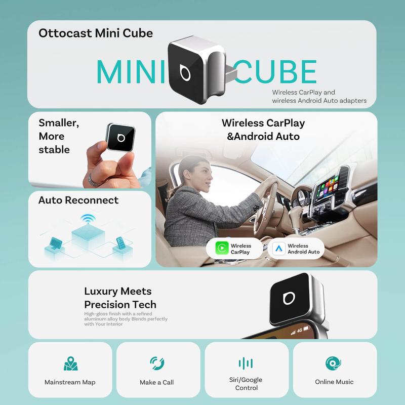 Ottocast Mini Cube 4.0 Wireless CarPlay/Android Auto Adapter