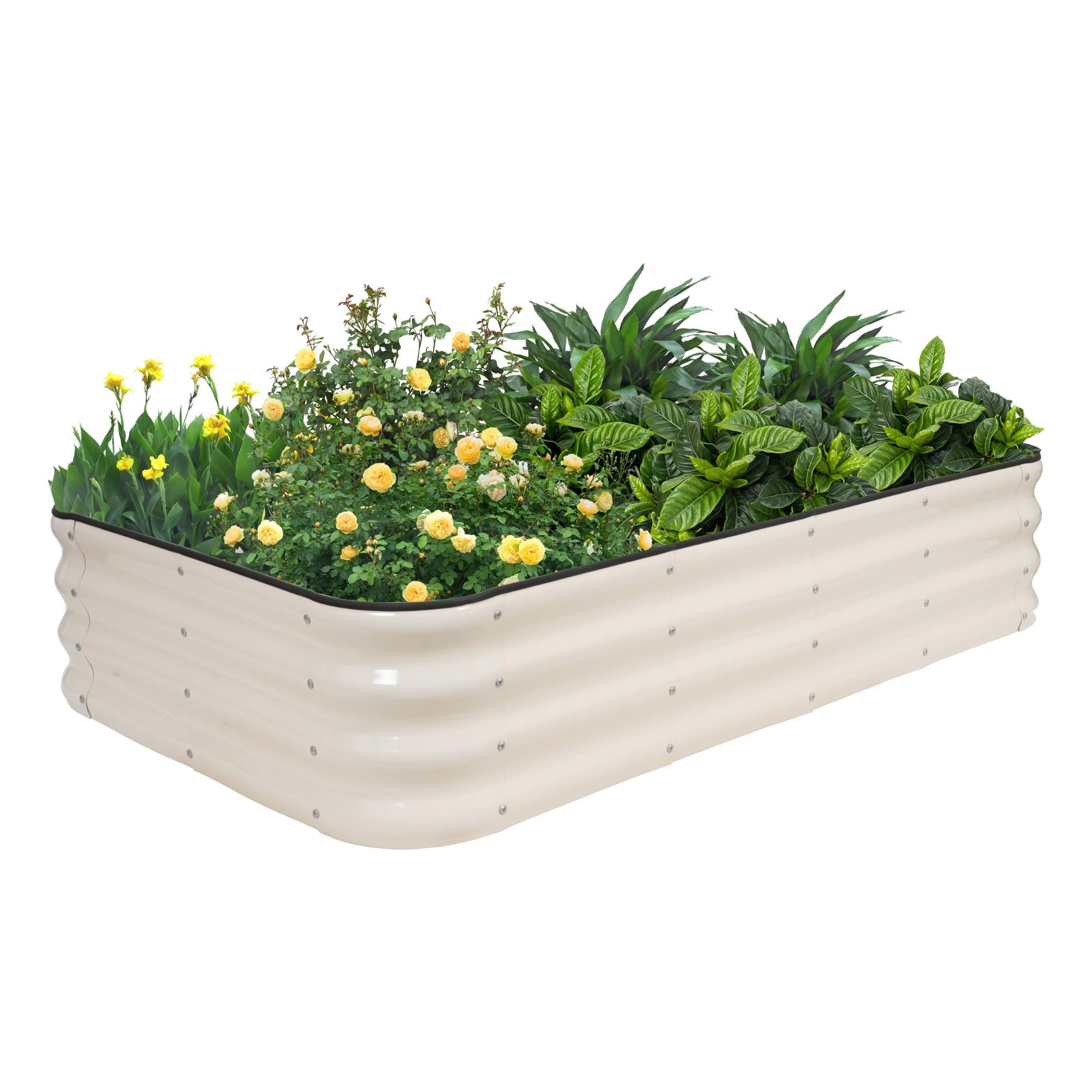 1pc 5x3x1ft Raised Garden Bed Kit, 5-in-1 Modular Galvanized Planter Box, Heavy-Duty Metal Bed for Vegetables/Flowers, Easy Assembly Outdoor Planter for Backyard Patio Lawn