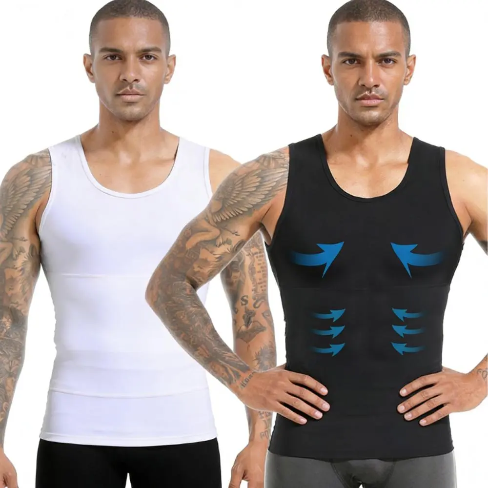 Men's Tummy Control Shapewear Tank Top - Elastic Yoga Vest, High Stretch Activewear, Sleeveless Gym Tops, Tight Vest, Breathable Compression Undershirt for Yoga Gym, Workout Essential, Abdominal Workout Shapewear Tops
