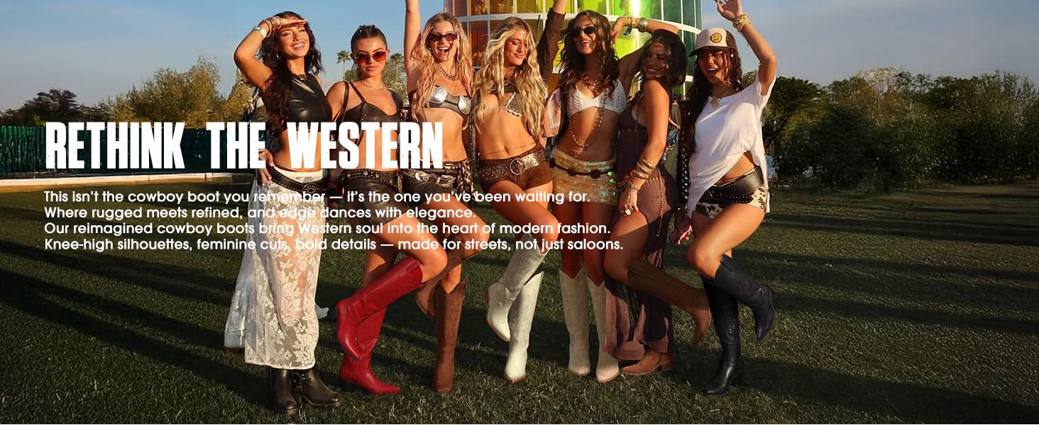 【Valentine's Day Gift】Women's Western Cowboy Boots - Knee-High Cowgirl Boots with Classic Embroidery, Slip-On Pointed Toe, Chunky Heel Brown Boots Footwear Walking Shoes Fallfashion 【Valentine's Day Gift】Women's Western Cowboy Boots - Knee-High Cowgirl Boots with Classic Embroidery, Slip-On Pointed Toe, Chunky Heel Brown Boots Footwear Walking Shoes Fallfashion