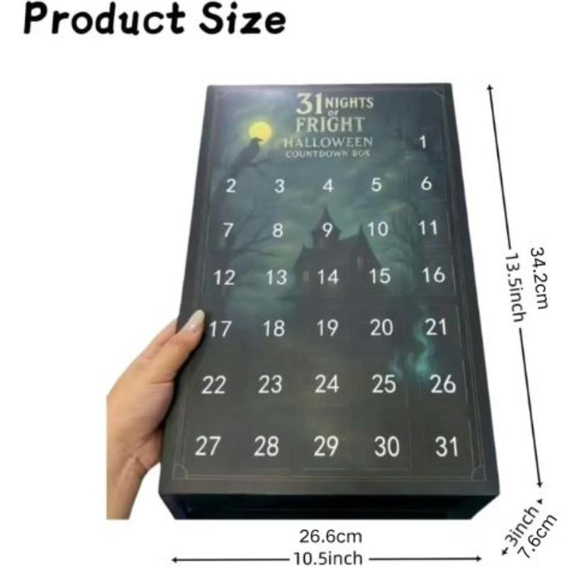 Halloween 31 Night Countdown Calendar Gift Box, 31 Collectible Horror Dolls, Daily Door Decor for Parties, Plastic Material, Spooky Holiday Decoration