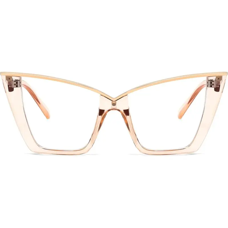 Women's Fashion Cat Eye Blue Light Blocking Eyeglasses, Fake Retro Oversized Frame Stylish Eyewear