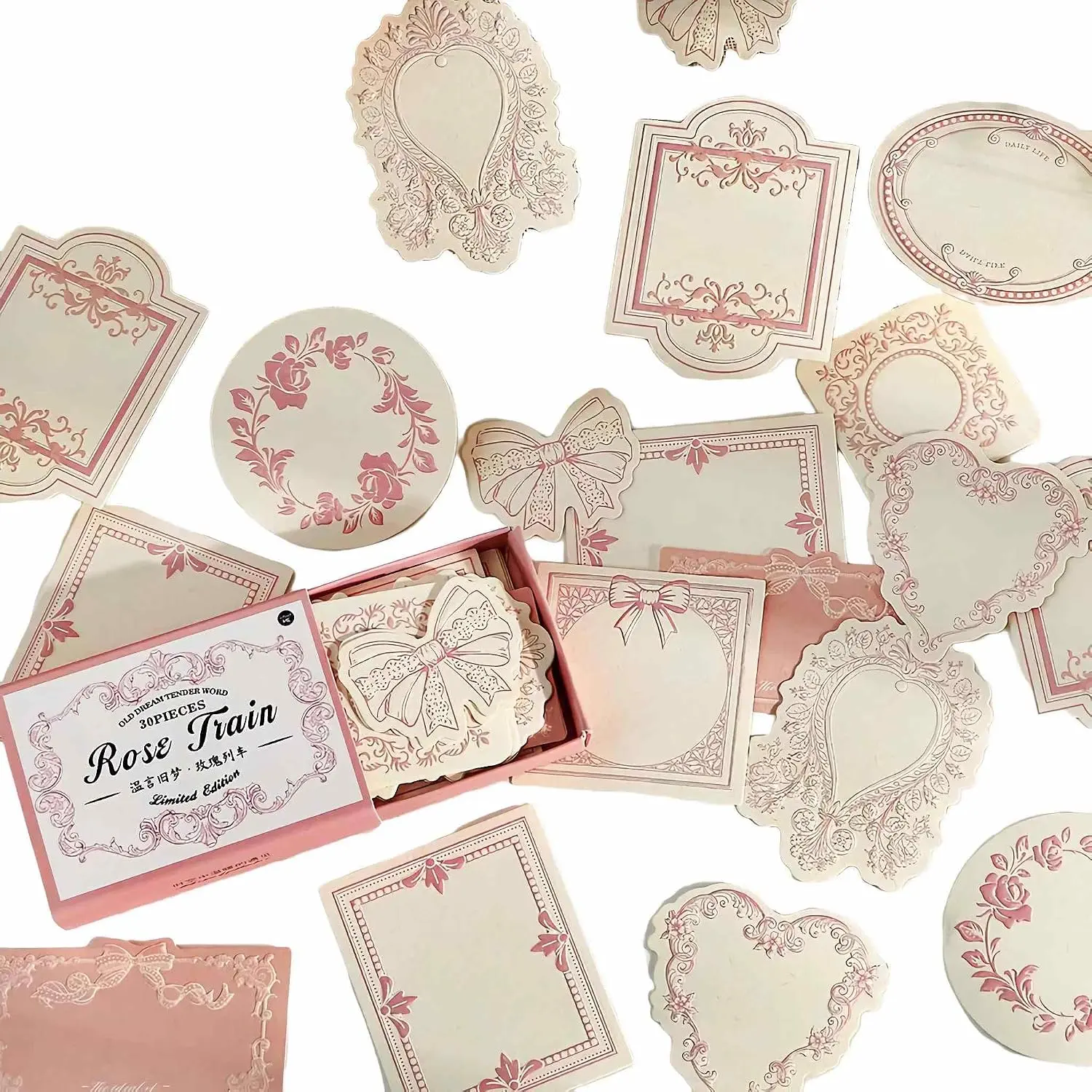 Embossed  Scrapbook Notebook Paper, Mini  Journaling Scrapbooking Supplies Kit Aesthetic Decorative Floral Bow Blank Cards Craft Textured Paper, 30 Sheets Cute  Journal Gifts