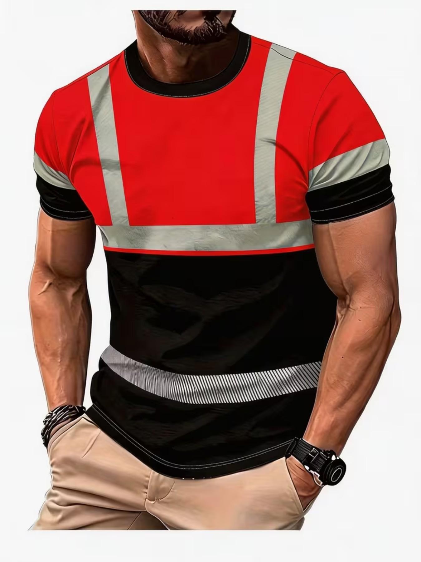 Safety Short Sleeve T-Shirt Set, Work Protection Gear, Work Safety Equipment, Breathable and Durable, Casual Graphic Tee, H-Type Silhouette, No Collar