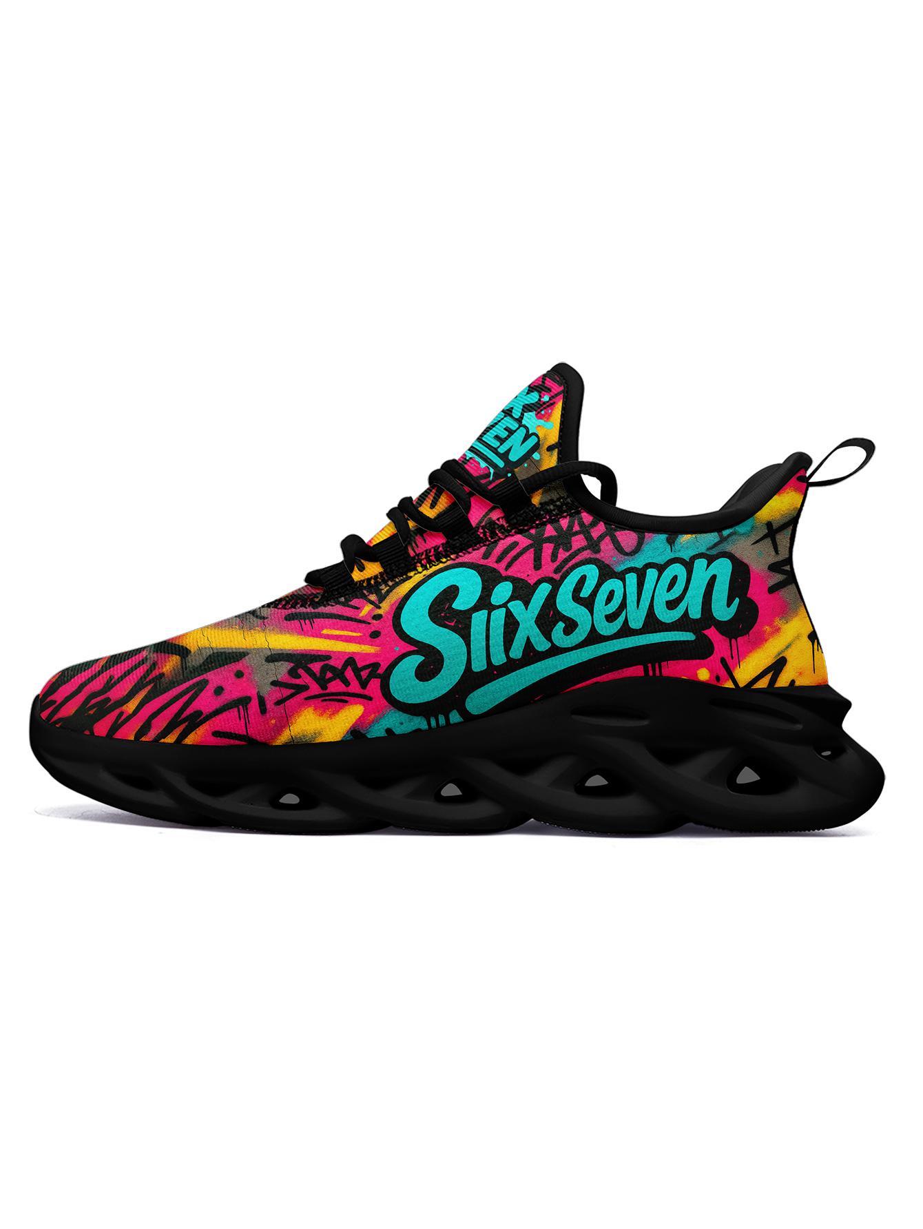 Stylish Women's SixSeven Breathable Athletic Shoes, Graphic Print Sneakers, Comfortable Lightweight Footwear, Fashionable Women's Sneakers for Gym Outings and Fitness-Inspired Wear