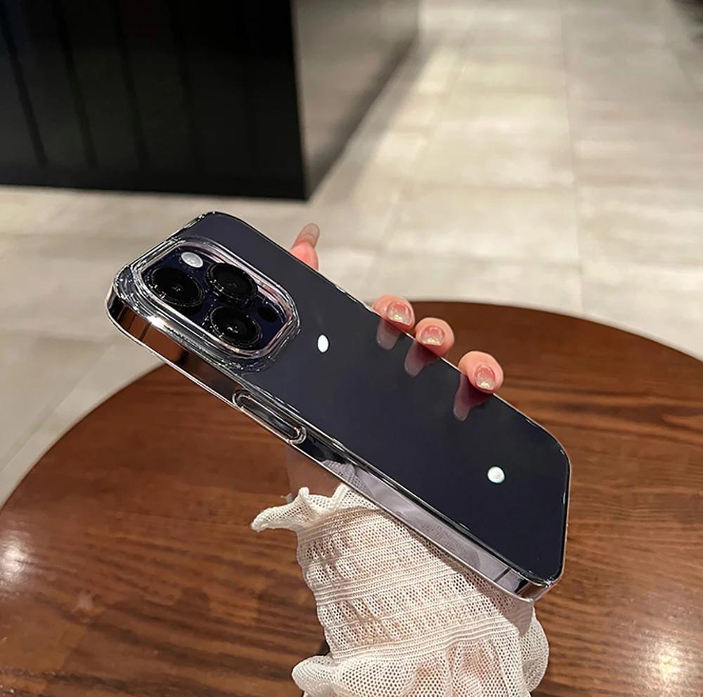 Hard Luxury Shockproof Clear Bumper Cases For iPhone 16 15 14 13 12 11 Pro Max Plus Transparent Acrylic Phone Cover Accessories Cellphone Protection ip16 Tempered Glass Protective Casing