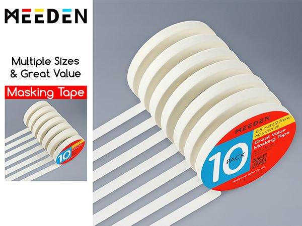 MEEDEN 10 Packs White Artist Tape, 0.5" with Total 1804.5FT (550m) Masking Art Tape for Watercolor Painting Drafting Canvas Framing, Acid-Free Painters Tape, General Purpose for Craft, Office, School