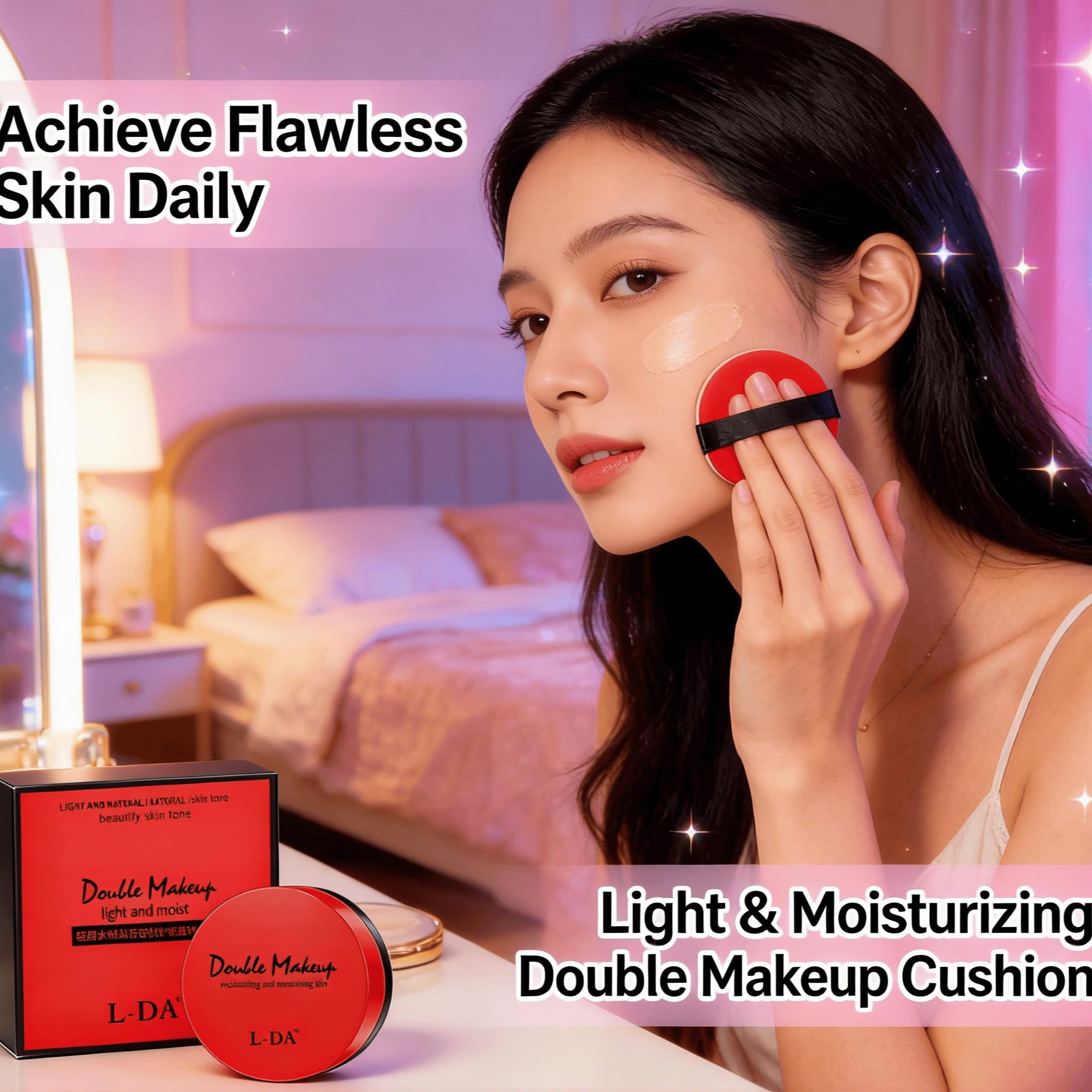 Double Layer Cushion Bb Cream Liquid Foundation, High Coverage Long-Lasting Matte Finish, Transfer-Resistant Formula, Suitable for Combination Skin