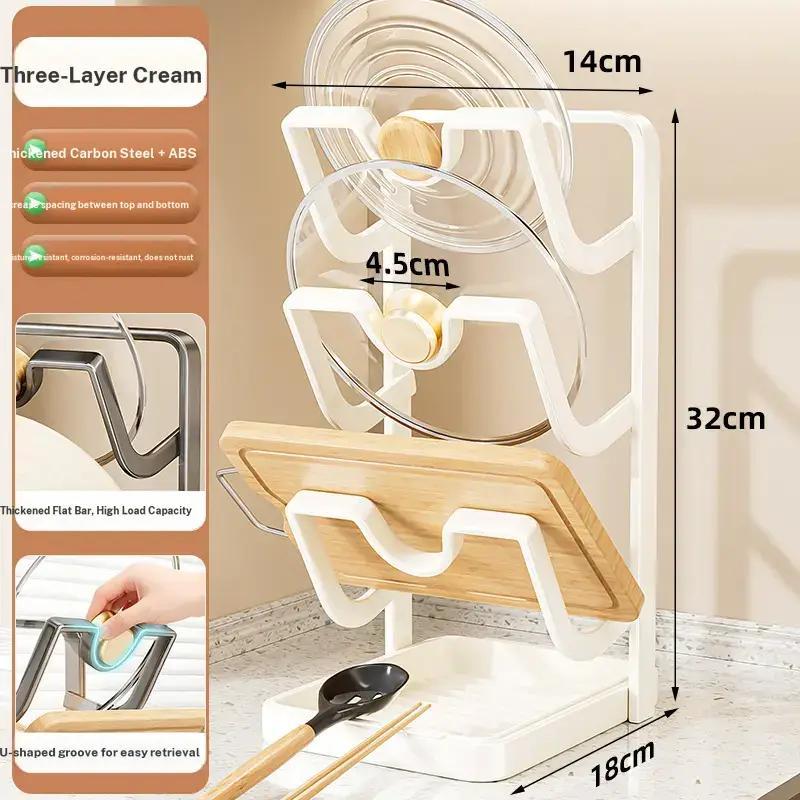 Multifunctional Kitchen Storage Rack, New Pot Lid Rack, Countertop Spatula Holder, Vertical Cutting Board Organizer, Chopping Board Organizer