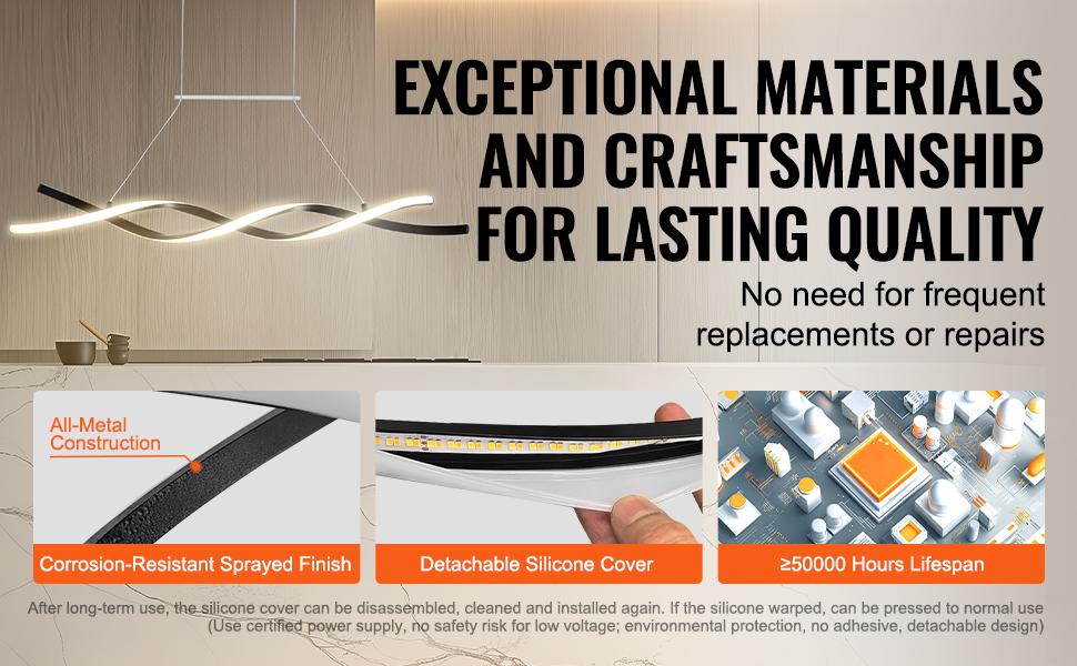 VEVOR Modern Chandelier Light Fixtures, 24W, Dimmable LED Pendant Light with Silicone Lampshade, 3000K/ 4000K/ 6500K Color Temperature Adjustable Ceiling Lamp, for Kitchen, Dining Room VEVOR Modern Chandelier Light Fixtures, 24W, Dimmable LED Pendant Light with Silicone Lampshade, 3000K/ 4000K/ 6500K Color Temperature Adjustable Ceiling Lamp, for Kitchen, Dining Room