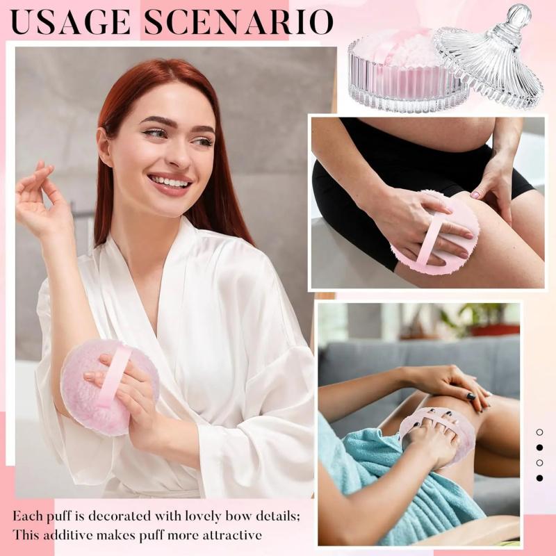 Extra Large Dusting Powder Puff and Container,6-Inch Oversized Dusting Powder Puff for Baby and Women Suitable for glitter face and body powder, suitable for both dry and wet use.