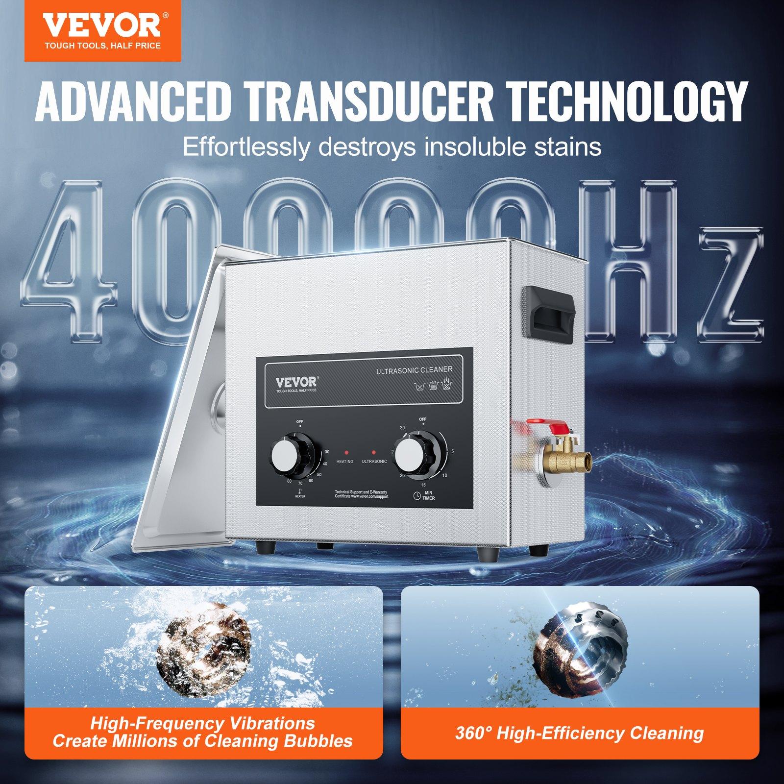 VEVOR 6L Ultrasonic Cleaner with Heater Timer Basket, Professional Digital Sonic Cavitation Machine, 180W Cleaning Machine for Watch Instruments, Glasses, Coin, Metal Parts, Tool