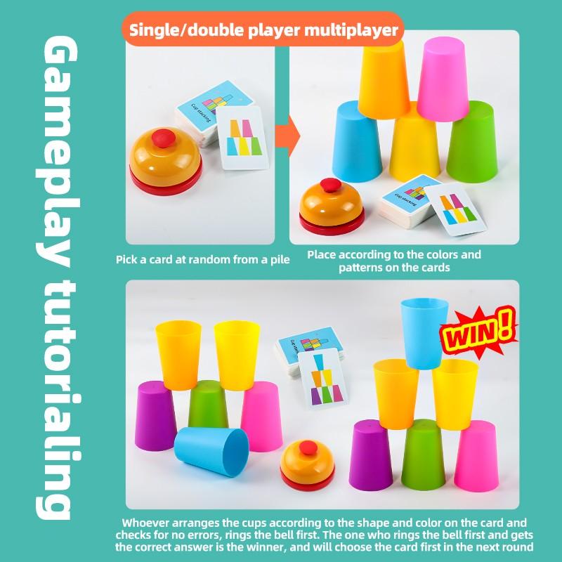 Party Stacking Cups Game - Multiplayer Speed Stacking Toy with Smooth Safe Cups & Buzzer, Ideal Gift for Halloween Christmas Thanksgiving Back-To-School Spring Easter Ramadan New Year Birthday Present