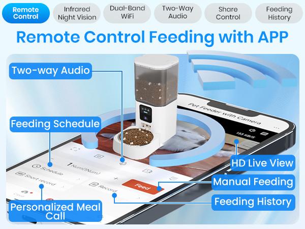 Frienhund by Apasiri Smart Cat Feeder for Busy Cat Owners 2K Camera Night Vision Remote Feeding 7L Large Capacity Easy to Clean For Cats and Dogs