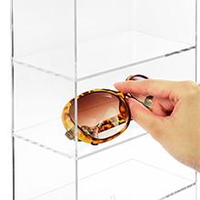 Acrylic 5 Levels Wall Mounted Acrylic Display Case, Shot Glass Display Case Cabinet, Wall Mounted Sunglass Organizer, Sunglasses Shelf