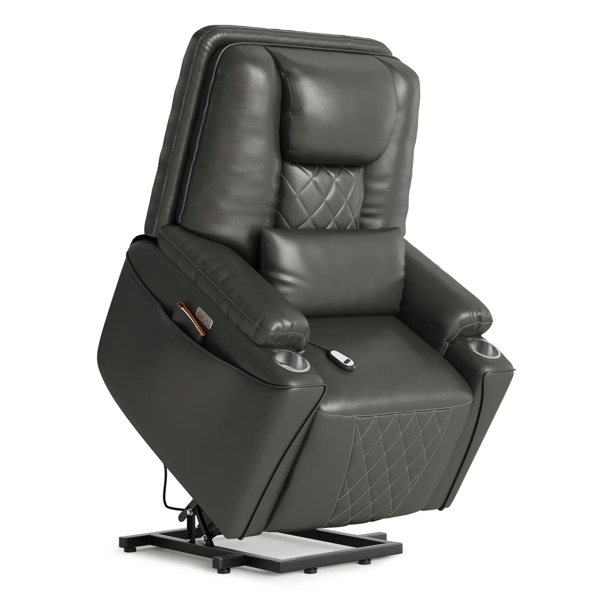 Electric Power Lift Recliner Chair Sofa, Power Lift Chair for Seniors, 3 Adjustable Positions, Side Storage Pockets and Cup Holders, USB Charging Ports, Remote Control, Perfect for Living Room, White