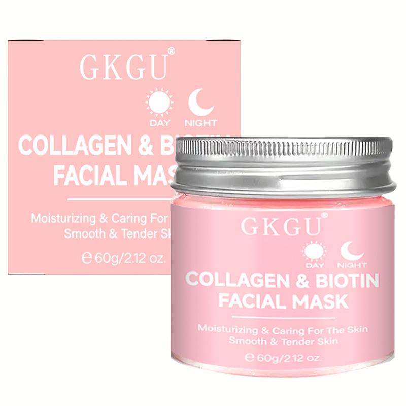 GKGU Collagen & Biotin Facial Mask - Hypoallergenic, Moisturizing & Antioxidant Rich, for All Light Beige Types, Daily & Night Use, Smooth Texture, Non-Greasy Formula, Skincare, Skincare Routine, Moisturizer