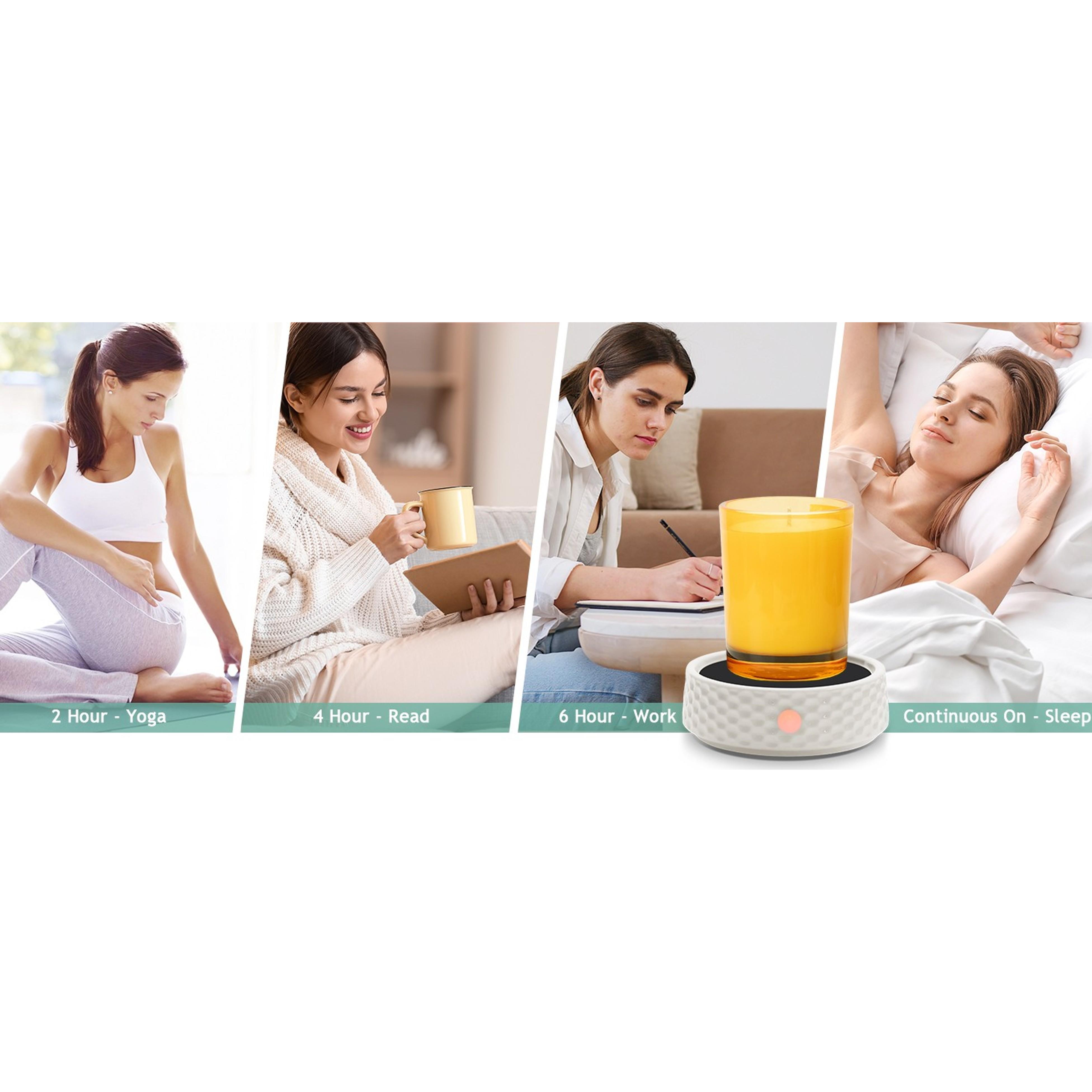 Large Electric Ceramic Candle Warmer Plate with Timer, Adjustable Fragrance Intensity, and Auto Shut Off – Aromatherapy Wax Warmer for Home Office, Heating Beverages Like Milk, Tea, and Hot ChocolateGift