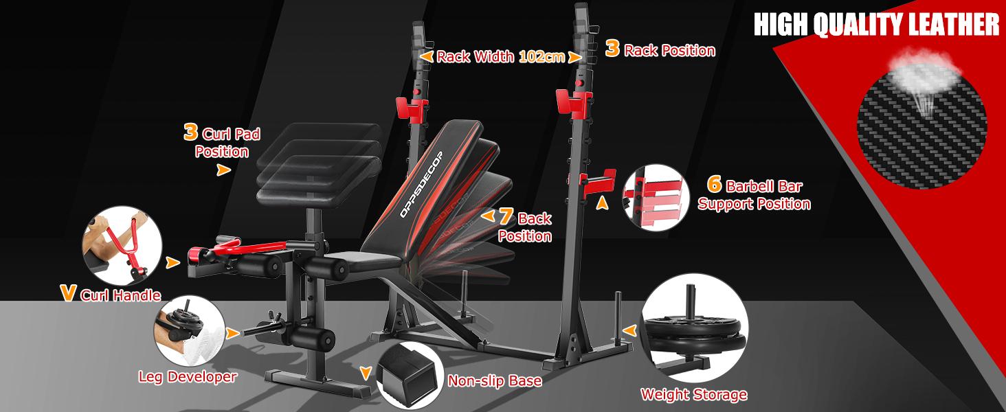 OPPSDECOR 900LBS Weight Bench Set with Squat Rack with Leg Extension Bench Press Set Workout for Home Gym dumbbell set foldable weight OPPSDECOR 900LBS Weight Bench Set with Squat Rack with Leg Extension Bench Press Set Workout for Home Gym dumbbell set foldable weight