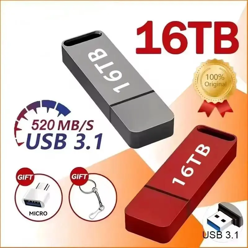 Original Pen Drive 16TB USB 3.2 Flash Drive High-Speed Pen Drive Type C Metal USB Memory For Computer Storage Devices