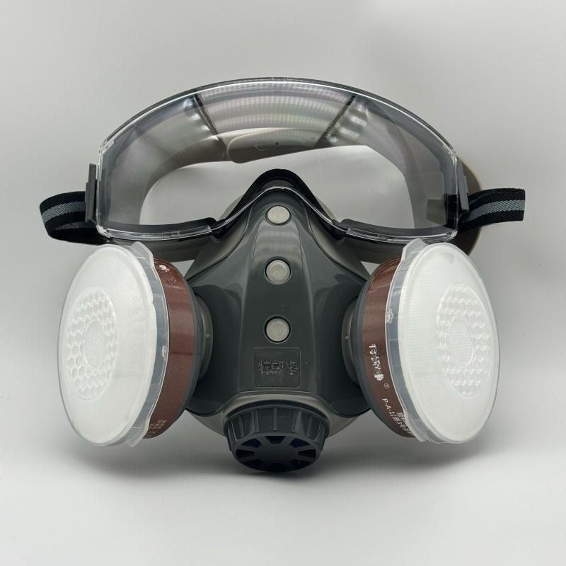 Upgraded Reusable Dustproof Anti-Gas Respirator Mask with Two Filters, Full Face Protection for Painting Spraying Chemicals Construction, Dustproof Gasproof Mask