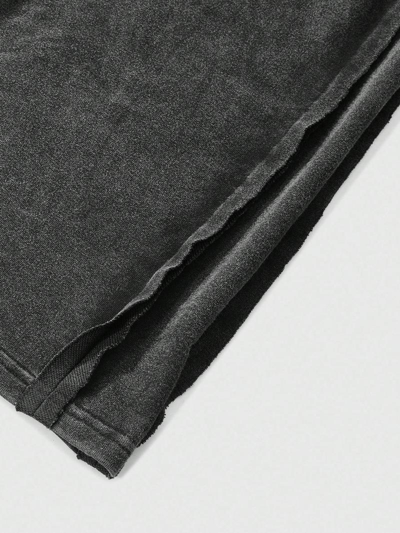 Men's Washed Cotton Sweatpants with Side Stitching, Gothic Pattern, Comfortable Casual Pants for Daily Wear Men's Washed Cotton Sweatpants with Side Stitching, Gothic Pattern, Comfortable Casual Pants for Daily Wear