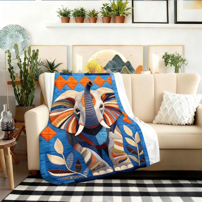Creative Elephant Pattern Quilted Blanket, Winter Home Decor Essential, Warm and Comfortable, Multi-Purpose, All Ages