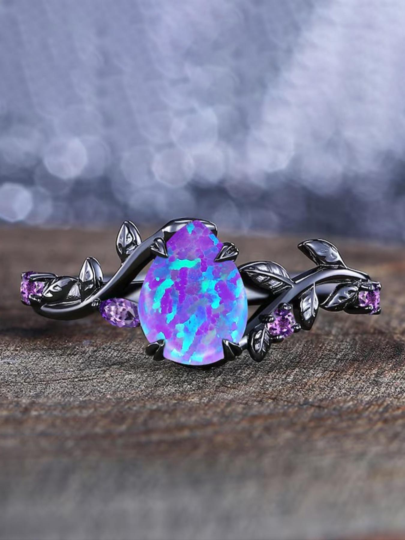 Unique Set with Artificial Gemstone Water Drop Design, Stackable Rings for Women, Bridal Engagement Ring Wedding Party Birthday Gift, Artificial Zircon Rings