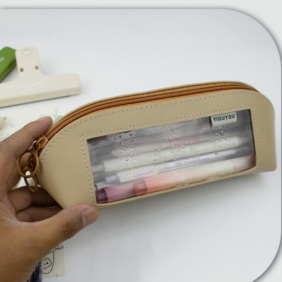 New Shell Transparent Pen Bag, Unisex Japanese Style, Large Capacity, High Aesthetic, Simple Design, Slight Color Difference