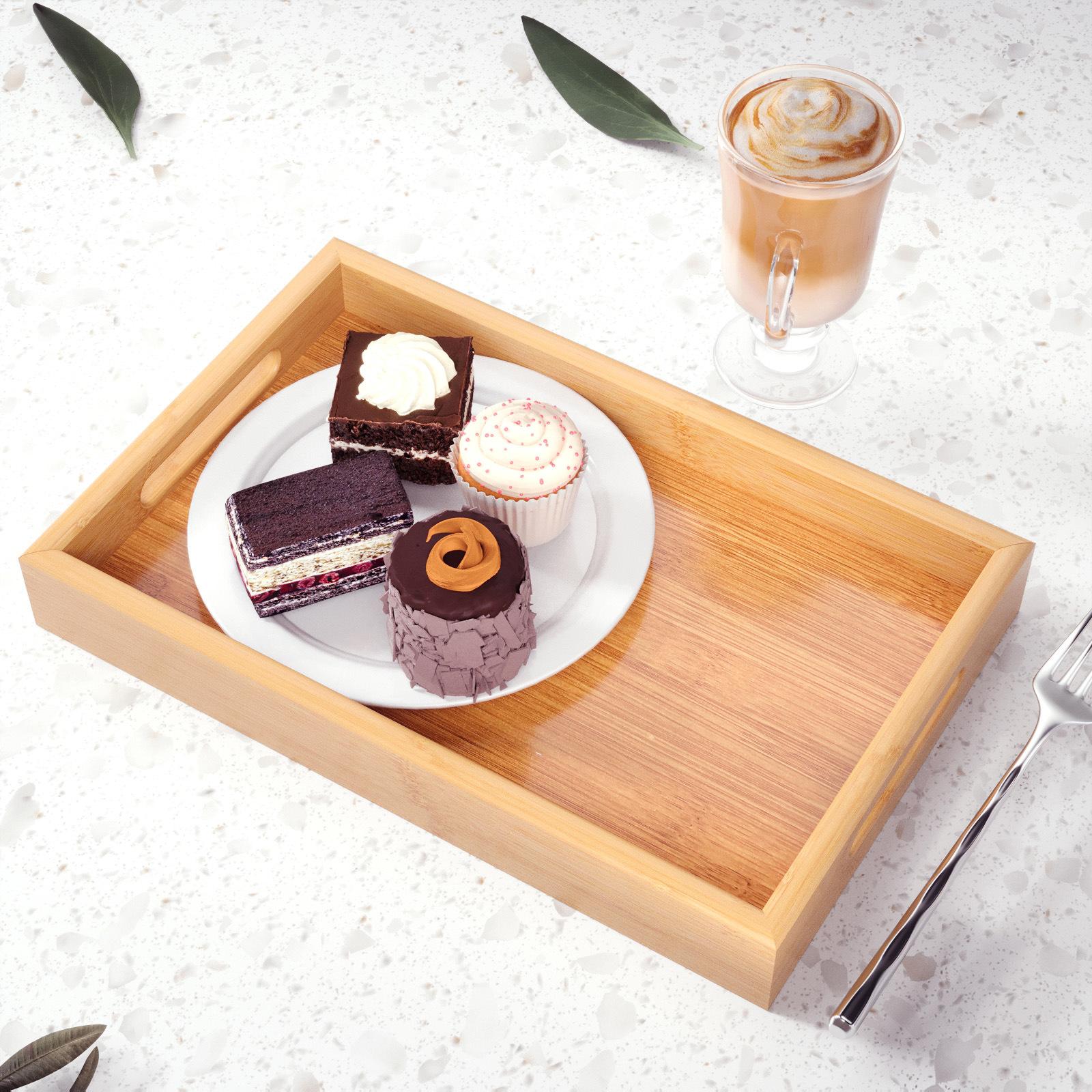 Flat Bamboo Rectangular Storage Tray, for Water Cup, Coffee Cup Storage, Hotel Restaurant Tea Set, Home Daily Plate, Tableware