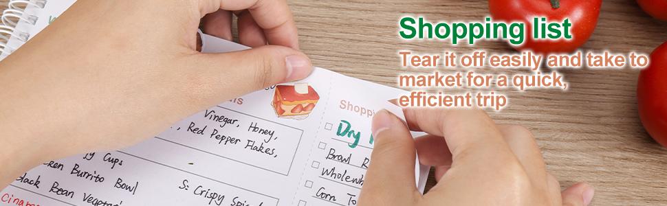 Soligt Weekly Meal Planner Notebook and Food Planner with Easy Tear off Grocery List & Expense Tracker Organizer, 52 Weeks, 10"X7", Spiral Design notebook