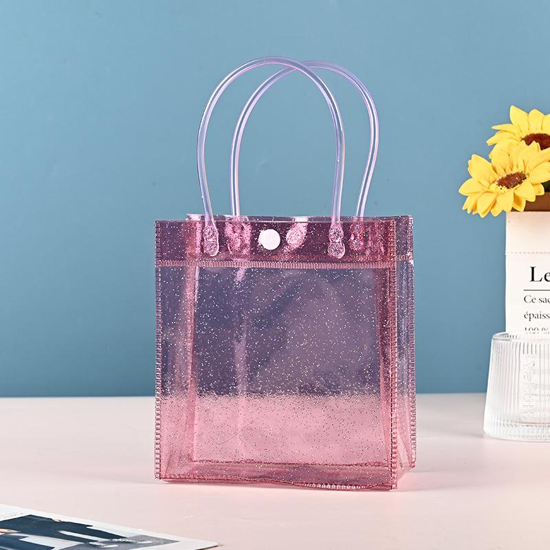 Cute Packaging Bag With Handles Christmas Gift Tote Bag Transparent Pvc Tote Bag Party Favors Bag Candy Apple Packaging Bags