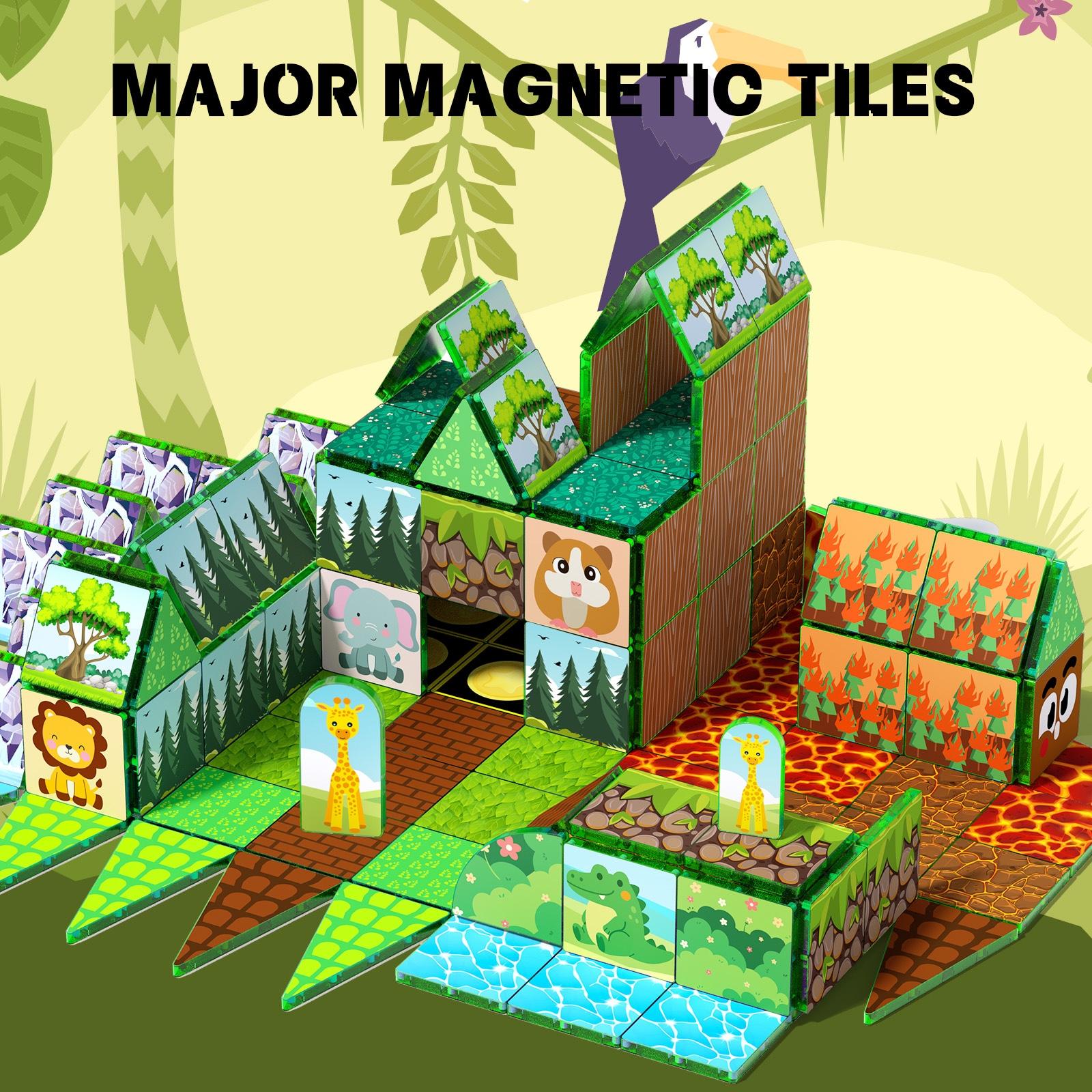 52pcs/48pcs Magnetic Tiles, Colorful Building Blocks, Stem Educational Toy, Creative Puzzle Board, Ages 3-8, Birthday Gift for Kids