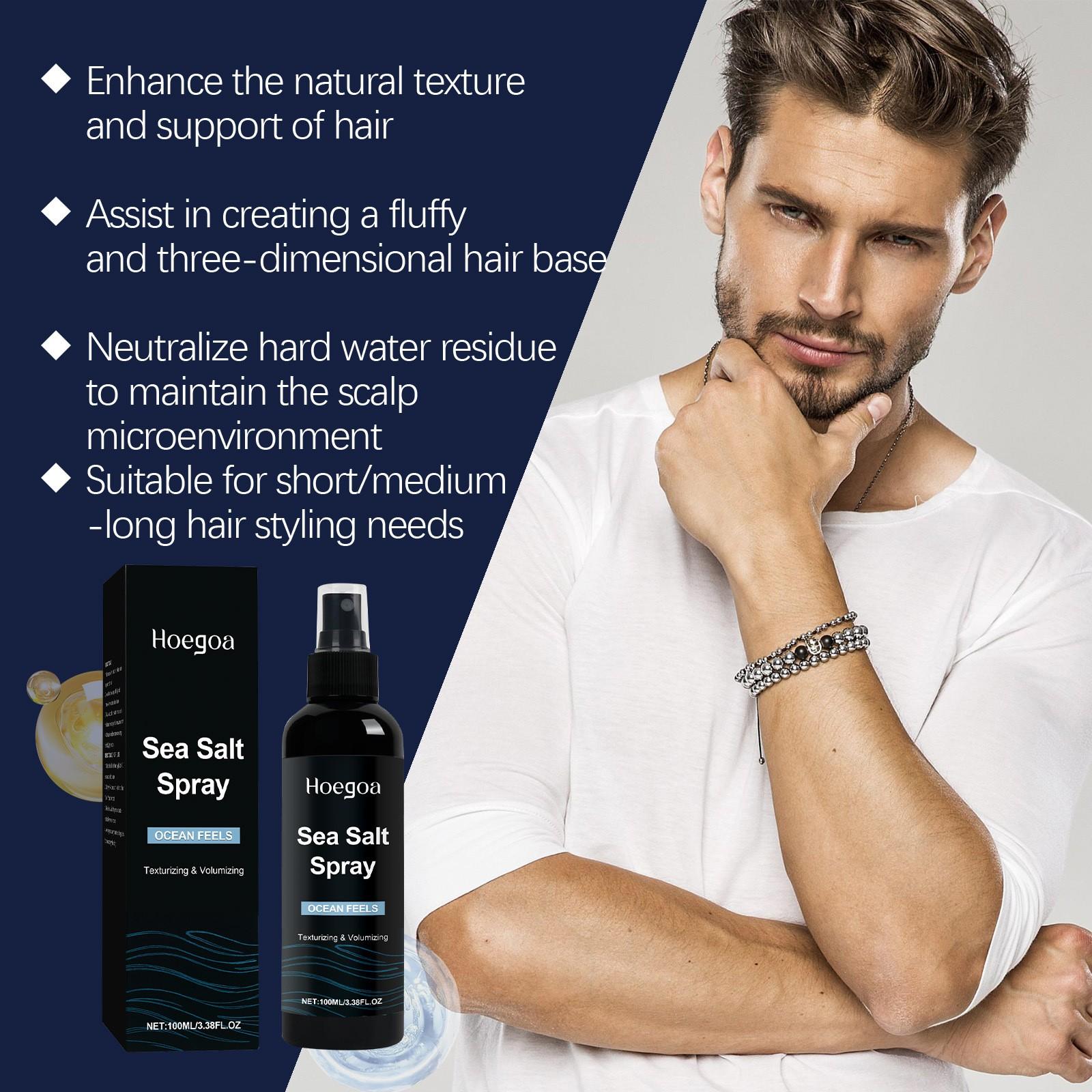 Hoegoa Men's Sea Salt Styling Spray, Haircare Gentle Lightweight Volumizing Long-Lasting Fresh Root Texture Care, Hair Gel for Volume & Shine, Daily Use