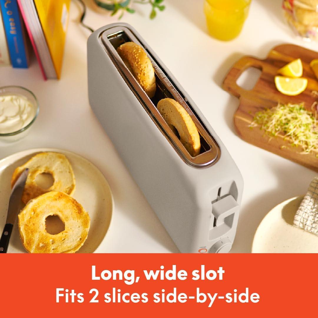 2 Slice Slim Toaster, Fits-anywhere™ Kitchenware, 6 Setting Shade Control with Reheat & Cancel Buttons, Fits sourdough, 10" Long Slot, Anti Jam & Auto Shutoff, 900 Watt, Oatmilk