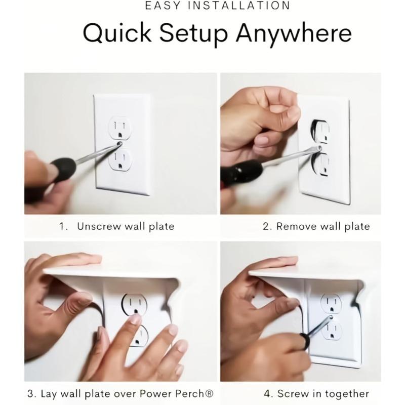 Wall-Mounted Storage Shelf, Thickened Upgrade, Cable Organizer, Socket Holder, Bathroom Living Room Bedroom, No Drilling, Space-Saving, Electric Toothbrush Phone Sensor Light Holder