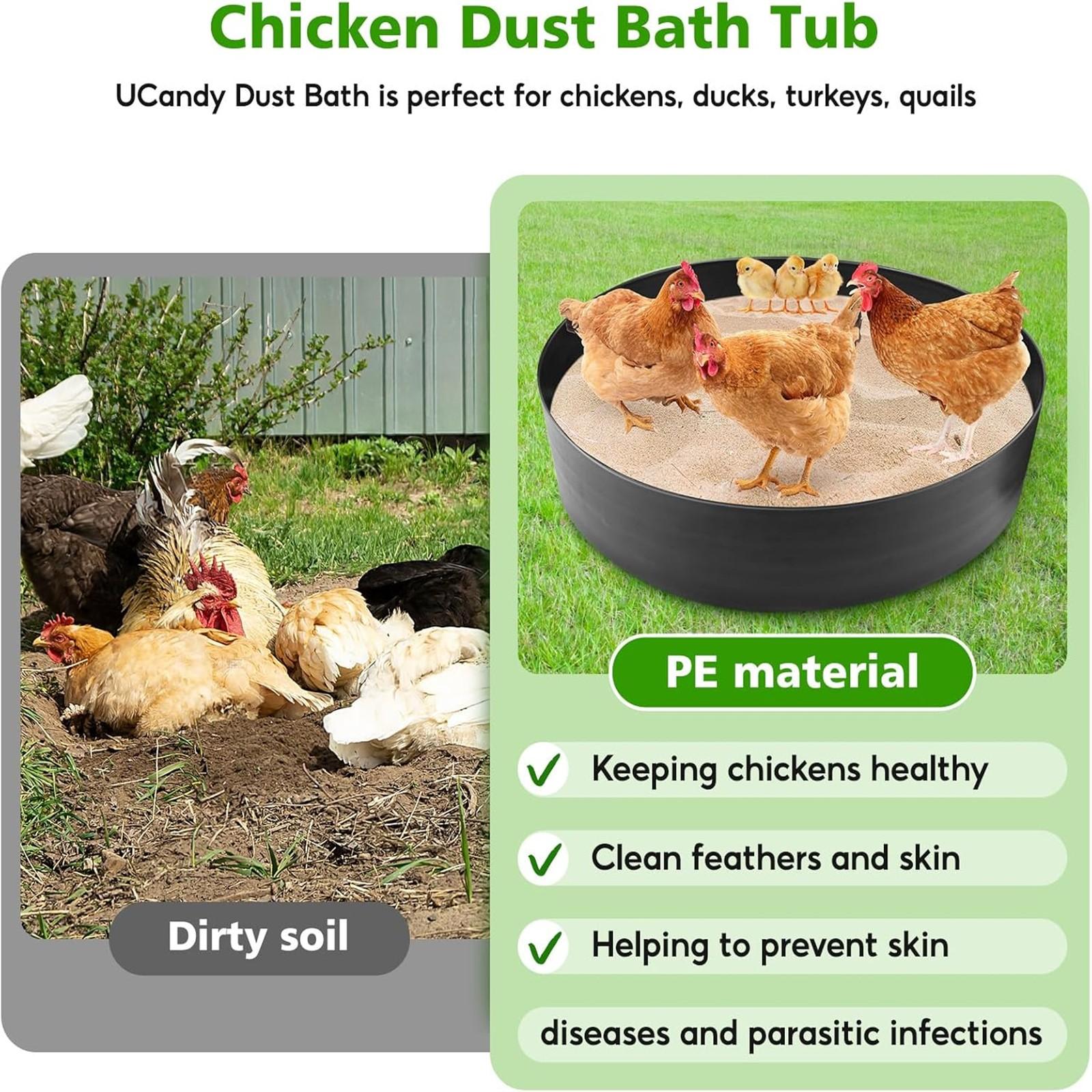 28 Inch PE Chicken Dust Bath Tub No Bottom Design Adjustable Chicken Sand Bath Container Coop Cleaning Supplies Poultry Accessory