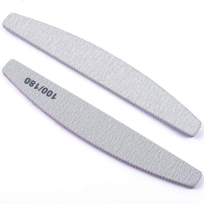 80/100 Grit Nail File (Pack of 10), Sandboard Suitable for Acrylic and Gel Nails, Double-sided Nail File, Professional Nail File, Reusable
