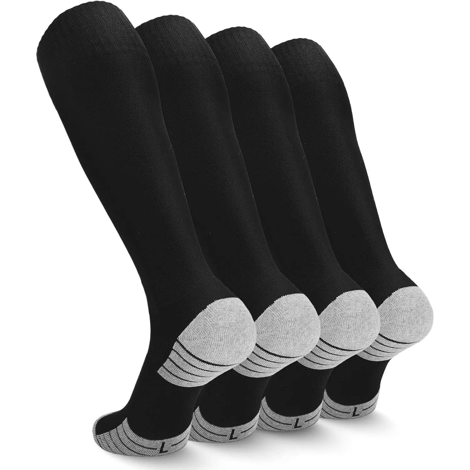 4 Pairs Soccer Socks Men Women Youth | Cushioned Knee High Baseball Softball Football Socks