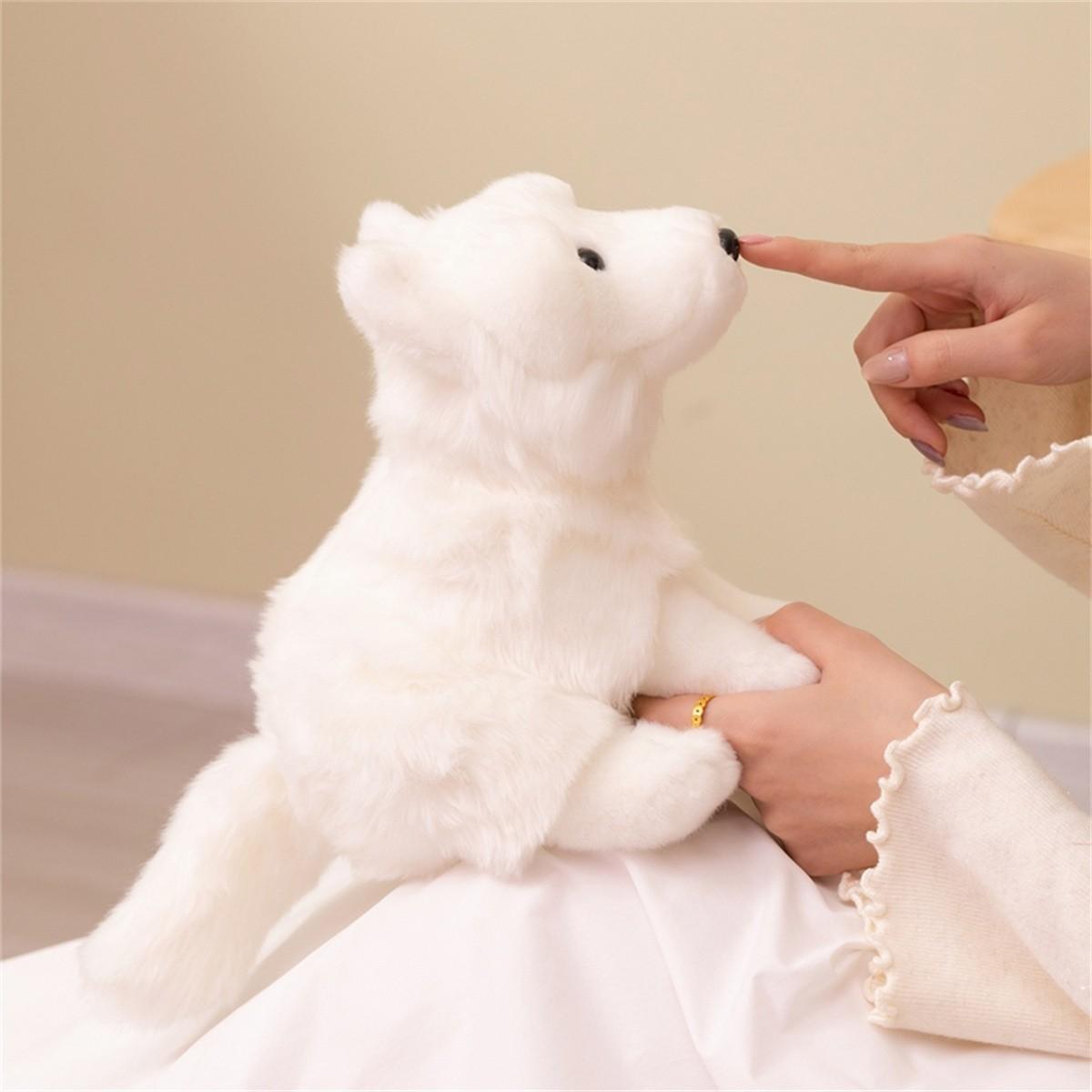 Realistic Arctic Fox Plush Toy, Unisex Soft Stuffed Animal, Perfect Gift for Kids' Birthdays, Valentine's Day, Mother's Day, Christmas