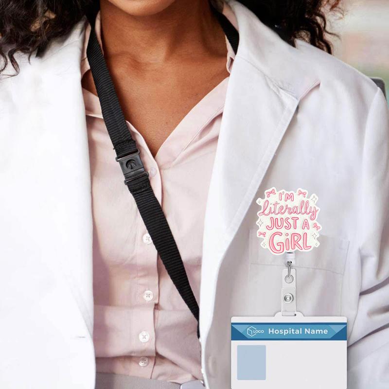 Funny Retractable Badge Reel, Badge Buddy Nursing, Acrylic ID Holder with Clip for Nurses, Doctors, Students & Office Staff, 15pcs Set