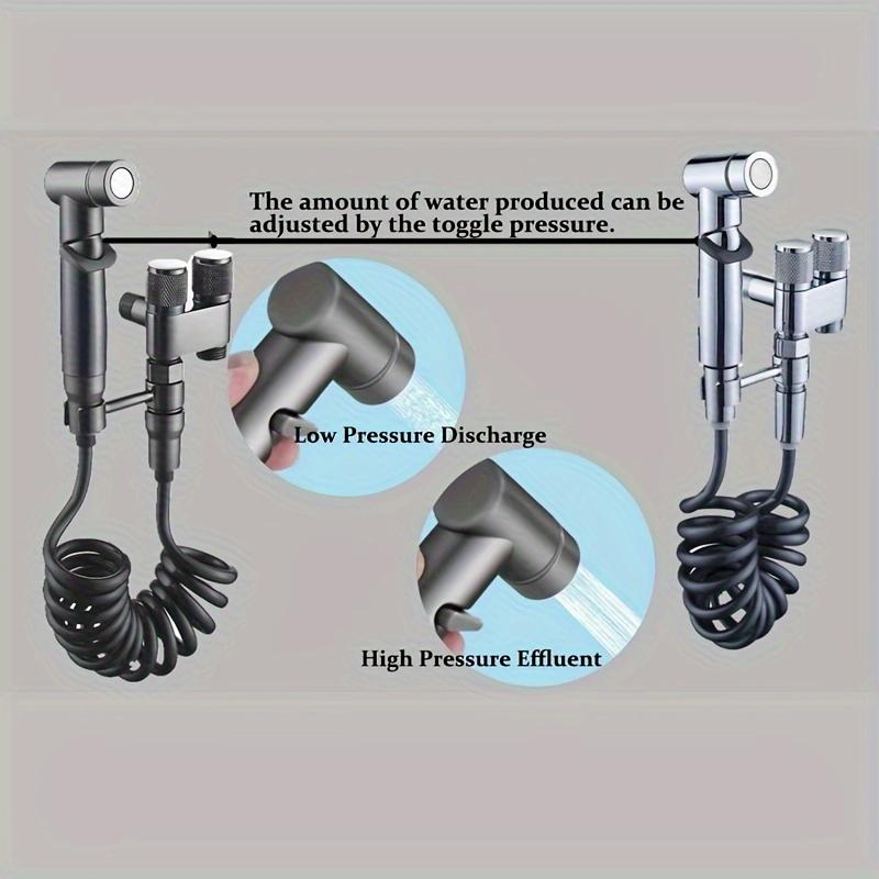 High Pressure Shower Spray Gun Set, Copper Body Dual Control Faucet, Bathroom Accessories, Toilet Bidet Attachment, One in Two Out Design, Toilet Cleaner