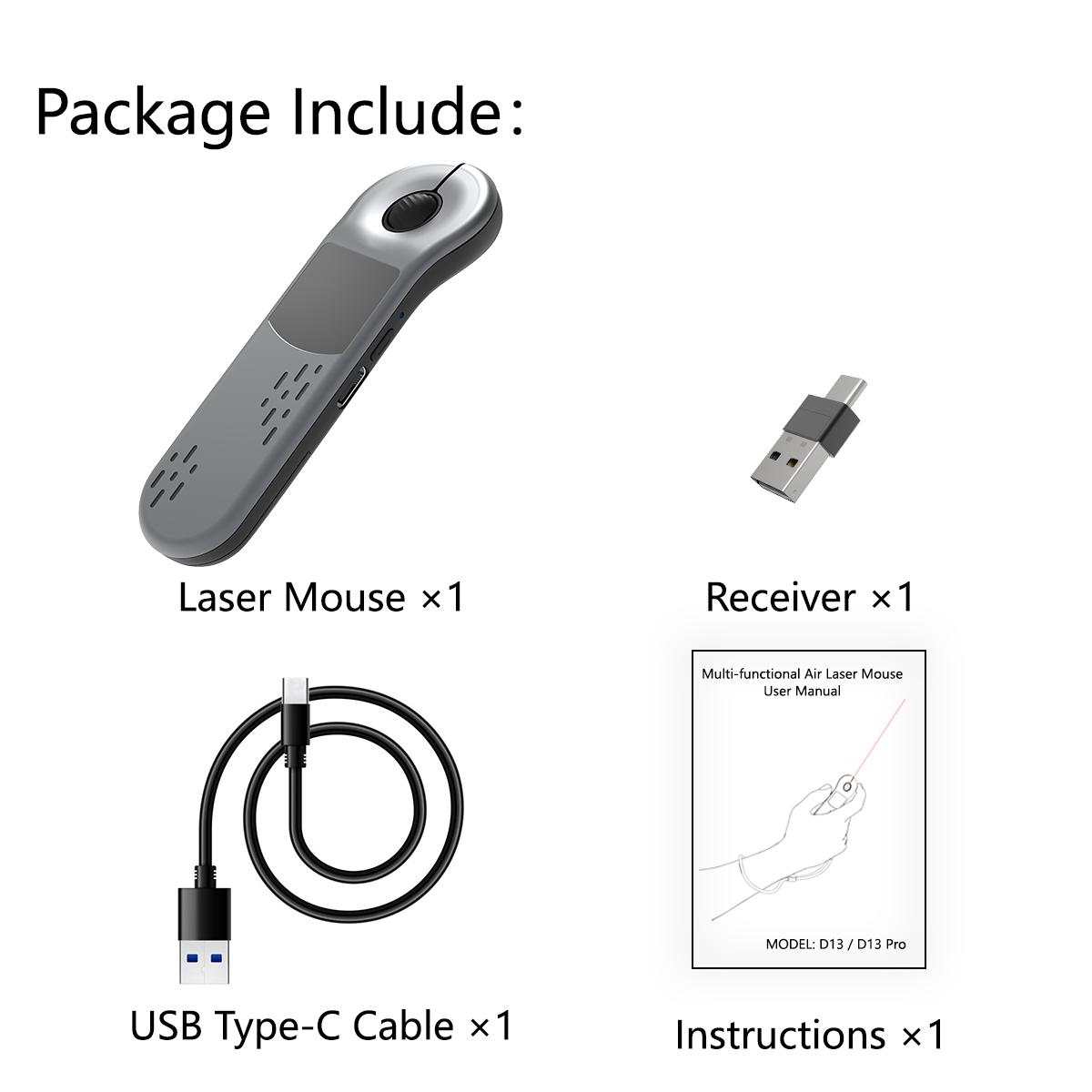 Bluetooth Laser Air Mouse,Wireless Presentation Clicker with Touchpad,  for PowerPoint/Keynote,  Hyperlink and Volume Control / Great for Work, Study, Entertainment and Fitness / fol tik_tok, Mac, PC, Laptop Compatible，Portable(Bluetooth+2.4G)