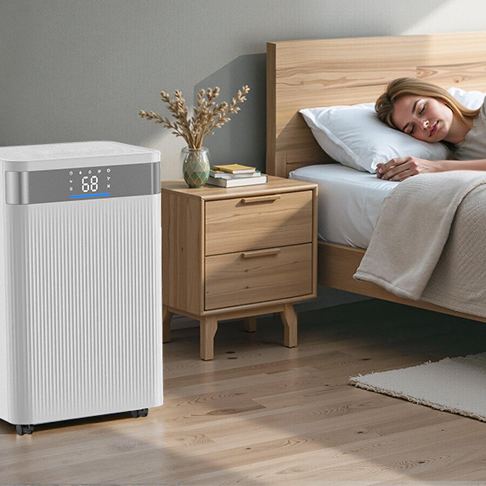 VEVOR 35 Pints Dehumidifier for Home Basement, Drain Hose for Commercial Industrial Use, Smart Humidity Control, Low Noise for Large Rooms, Warehouses, Bedrooms Storage, Large Coverage, White